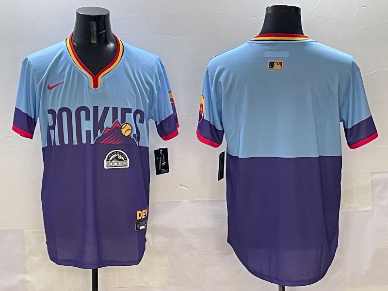 Men Colorado Rockies Blank Purple blue Joint Name 2025 Nike MLB Jersey style 4->colorado rockies->MLB Jersey